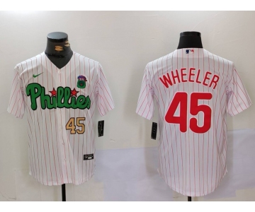 Men's Philadelphia Phillies #45 Zack Wheeler White Green Cool Base Stitched Jerseys