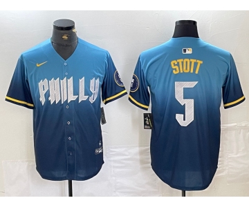 Men's Philadelphia Phillies #5 Bryson Stott Blue 2024 City Cool Base Stitched Jersey