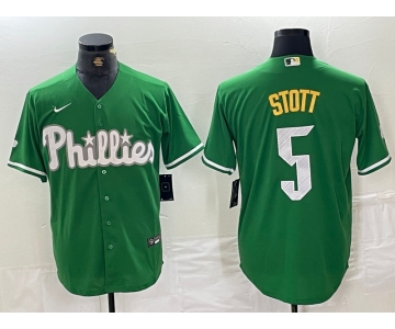 Men's Philadelphia Phillies #5 Bryson Stott Green 2024 City Connect Stitched Jersey