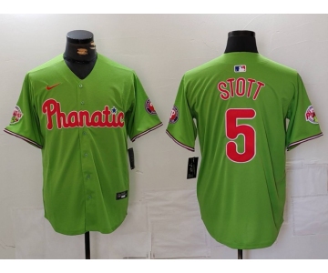 Men's Philadelphia Phillies #5 Bryson Stott Green With Patch Stitched Cool Base Nike Jersey