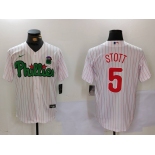 Men's Philadelphia Phillies #5 Bryson Stott White Green Cool Base Stitched Jersey