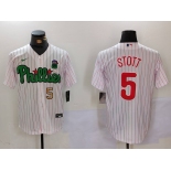 Men's Philadelphia Phillies #5 Bryson Stott White Green Cool Base Stitched Jerseys