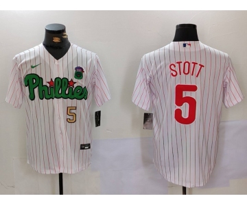 Men's Philadelphia Phillies #5 Bryson Stott White Green Cool Base Stitched Jerseys