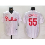 Men's Philadelphia Phillies #55 Ranger Suárez White Cool Base Stitched Jersey