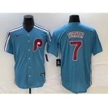 Men's Philadelphia Phillies #7 Trea Turner Blue Cool Base Nike Jersey