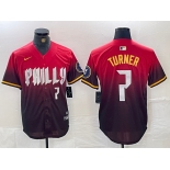 Men's Philadelphia Phillies #7 Trea Turner Red 2024 City Player Number Cool Base Jersey