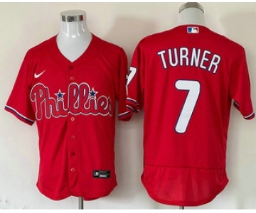 Men's Philadelphia Phillies #7 Trea Turner Red Stitched MLB Flex Base Nike Jersey