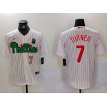 Men's Philadelphia Phillies #7 Trea Turner White Green Cool Base Stitched Jerseys