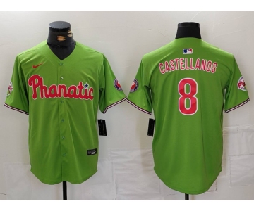 Men's Philadelphia Phillies #8 Nick Castellanos Green With Patch Stitched Cool Base Nike Jersey