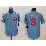 Men's Philadelphia Phillies #8 Nick Castellanos Number Light Blue Cooperstown Cool Base Jersey