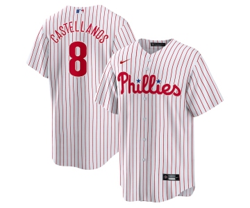 Men's Philadelphia Phillies #8 Nick Castellanos White Stitched MLB Cool Base Nike Jersey New