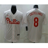 Men's Philadelphia Phillies #8 Nick Castellanos White Stitched MLB Cool Base Nike Jersey