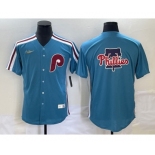 Men's Philadelphia Phillies Big Logo Blue Cooperstown Throwback Cool Base Nike Jersey