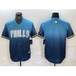 Men's Philadelphia Phillies Blank Blue 2024 City Connect Limited Stitched Jersey