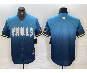 Men's Philadelphia Phillies Blank Blue 2024 City Connect Limited Stitched Jersey