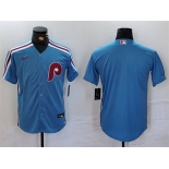 Men's Philadelphia Phillies Blank Blue Cool Base Stitched Jersey