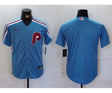 Men's Philadelphia Phillies Blank Blue Cool Base Stitched Jersey