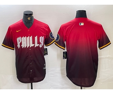 Men's Philadelphia Phillies Blank Red Black 2024 City Connect Limited Stitched Jersey