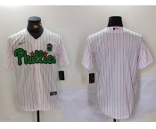 Men's Philadelphia Phillies Blank White Green Cool Base Stitched Jersey