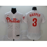 Nike Men's Philadelphia Phillies #3 Bryce Harper White Home Flex Base Authentic Collection Baseball Jersey