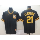 Men's Nike Pittsburgh Pirates #21 Roberto Clemente Black M&N MLB Jersey