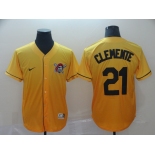 Men's Nike Pittsburgh Pirates #21 Roberto Clemente Gold Drift Fashion MLB Jersey