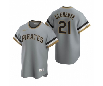 Men's Nike Pittsburgh Pirates #21 Roberto Clemente Gray Cooperstown Collection Road Stitched Baseball Jersey