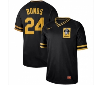 Men's Nike Pittsburgh Pirates #24 Barry Bonds Nike Cooperstown Collection Legend V-Neck Jersey Black