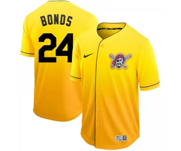 Men's Nike Pittsburgh Pirates  #24 Barry Bonds Yellow Drift Fashion MLB Jersey