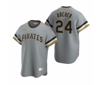 Men's Nike Pittsburgh Pirates #24 Chris Archer Gray Cooperstown Collection Road Stitched Baseball Jersey