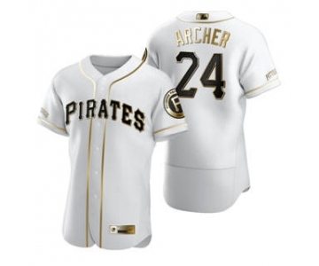 Men's Nike Pittsburgh Pirates #24 Chris Archer White 2020 Authentic Golden Edition Baseball Jersey