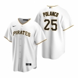 Men's Nike Pittsburgh Pirates #25 Gregory Polanco White Home Stitched Baseball Jersey