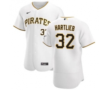 Men's Nike Pittsburgh Pirates #32 Geoff Hartlieb White Home 2020 Authentic Player Baseball Jersey