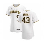 Men's Nike Pittsburgh Pirates #43 Steven Brault White Home 2020 Authentic Player Baseball Jersey