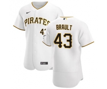 Men's Nike Pittsburgh Pirates #43 Steven Brault White Home 2020 Authentic Player Baseball Jersey