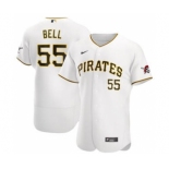 Men's Nike Pittsburgh Pirates #55 Josh Bell 2020 White Home Authentic Player Baseball Jersey