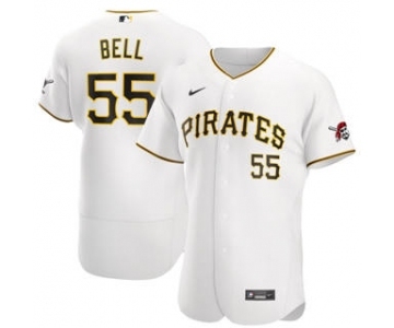 Men's Nike Pittsburgh Pirates #55 Josh Bell 2020 White Home Authentic Player Baseball Jersey