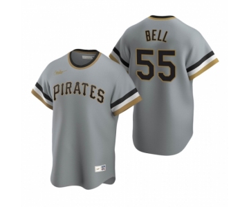 Men's Nike Pittsburgh Pirates #55 Josh Bell Gray Cooperstown Collection Road Stitched Baseball Jersey