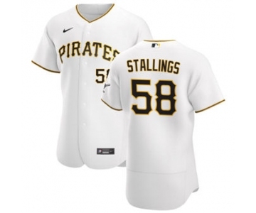 Men's Nike Pittsburgh Pirates #58 Jacob Stallings White Home 2020 Authentic Player Baseball Jersey