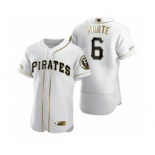 Men's Nike Pittsburgh Pirates #6 Starling Marte White 2020 Authentic Golden Edition Baseball Jersey