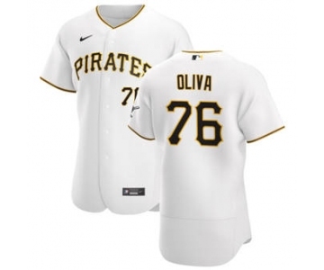 Men's Nike Pittsburgh Pirates #76 Jared Oliva White Home 2020 Authentic Player Baseball Jersey