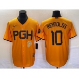 Men's Pittsburgh Pirates #10 Bryan Reynolds Gold 2023 City Connect Stitched Jersey