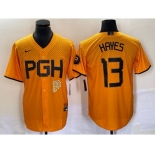 Men's Pittsburgh Pirates #13 KeBryan Hayes Gold 2023 City Connect Stitched Jersey