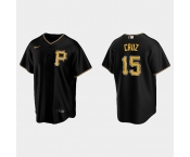 Men's Pittsburgh Pirates #15 Oneil Cruz Nike Black Alternate Team Logo Coolbase Jersey