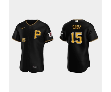 Mens Pittsburgh Pirates #15 Oneil Cruz Nike Black Alternate Team Logo P FlexBase Player Jersey