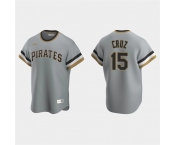 Mens Pittsburgh Pirates #15 Oneil Cruz Nike Gray Pullover Cooperstown Collection Jersey