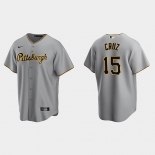 Mens Pittsburgh Pirates #15 Oneil Cruz Nike Gray Road CoolBase Jersey