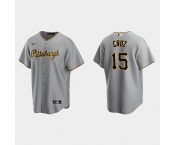 Mens Pittsburgh Pirates #15 Oneil Cruz Nike Gray Road CoolBase Jersey