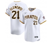 Men's Pittsburgh Pirates #21 Roberto Clemente White Home Limited Baseball Stitched Jersey