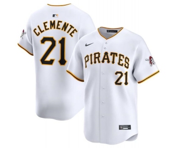 Men's Pittsburgh Pirates #21 Roberto Clemente White Home Limited Baseball Stitched Jersey